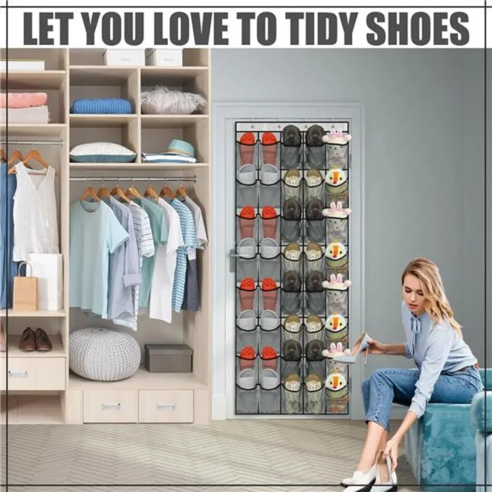 Over The Door Shoe Organizer 40 Pocket Hanging Mesh Storage Rack Space Saving